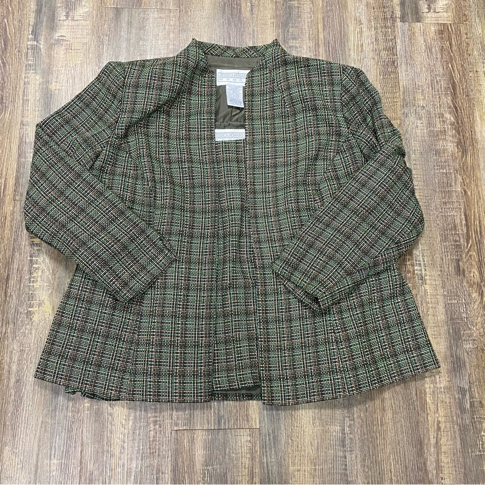 Jessica Howard Woman Green Plaid Women's Jacket And Sleeveless Matching Top 18
